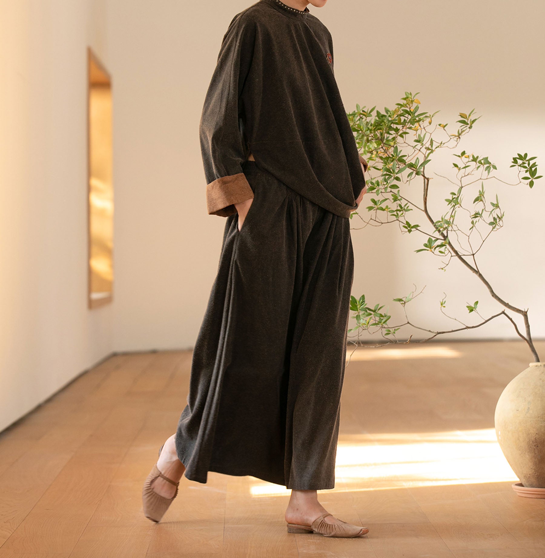 edoa Hand Loomed Mud Tussah Silk A-line Skirt 