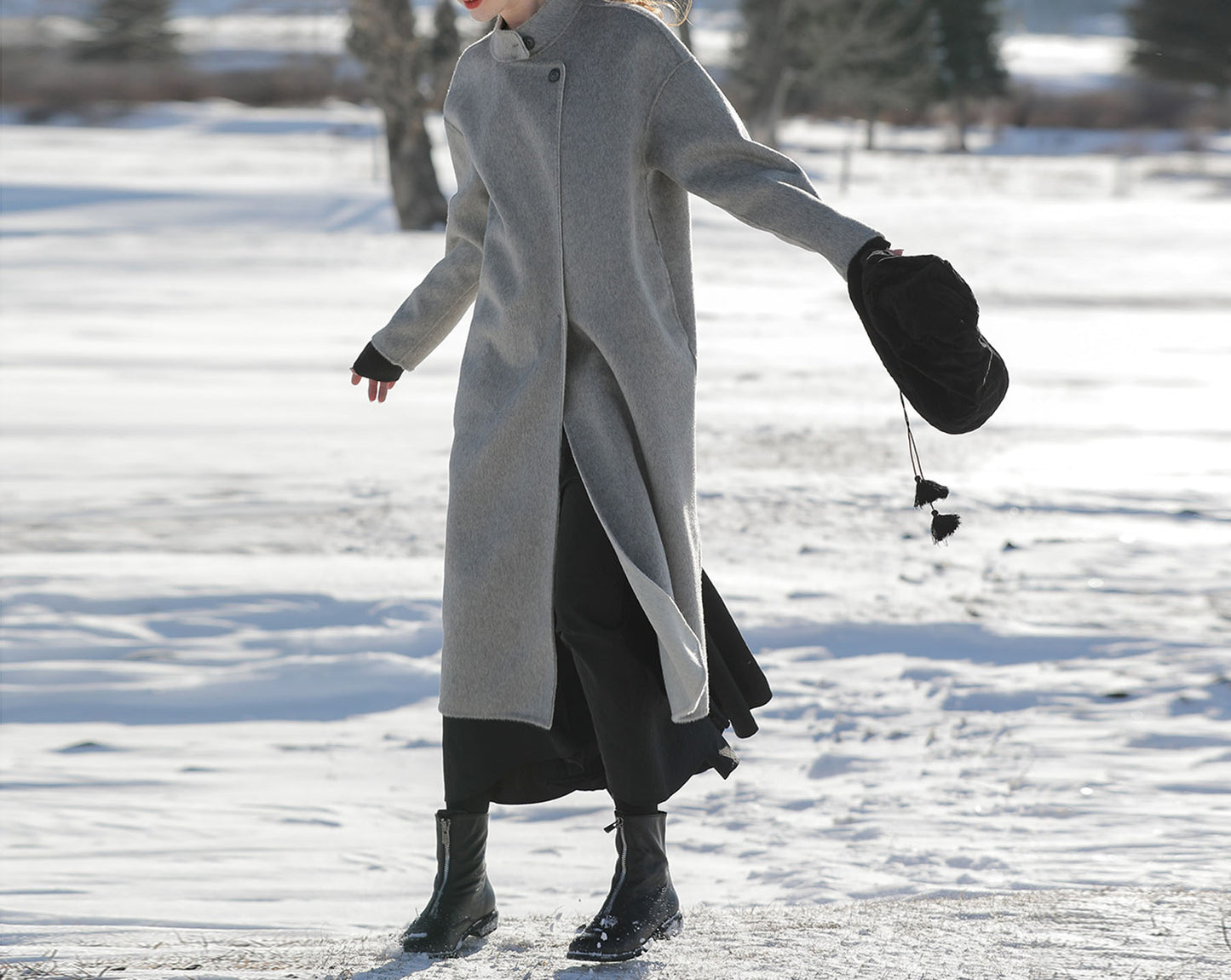 edoa Two-tone Double Faced Wool Coat