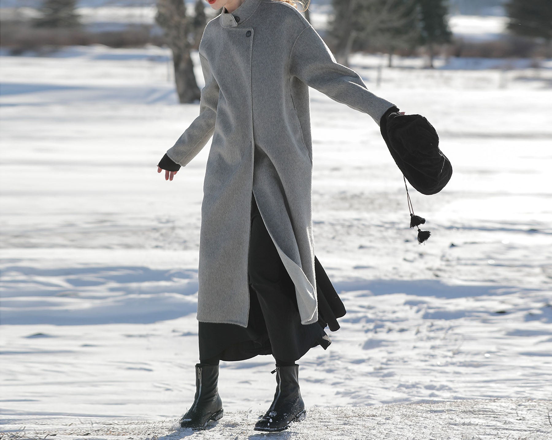 edoa Two-tone Double Faced Wool Coat