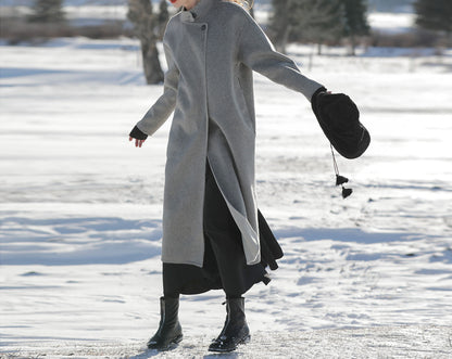 edoa Two-tone Double Faced Wool Coat