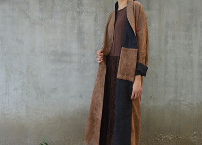 edoa Reversible Double Layer Mud Silk Linen blend Coat 