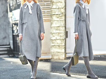 edoa Minimalist Double-faced Wool Cashmere Wrap Coat