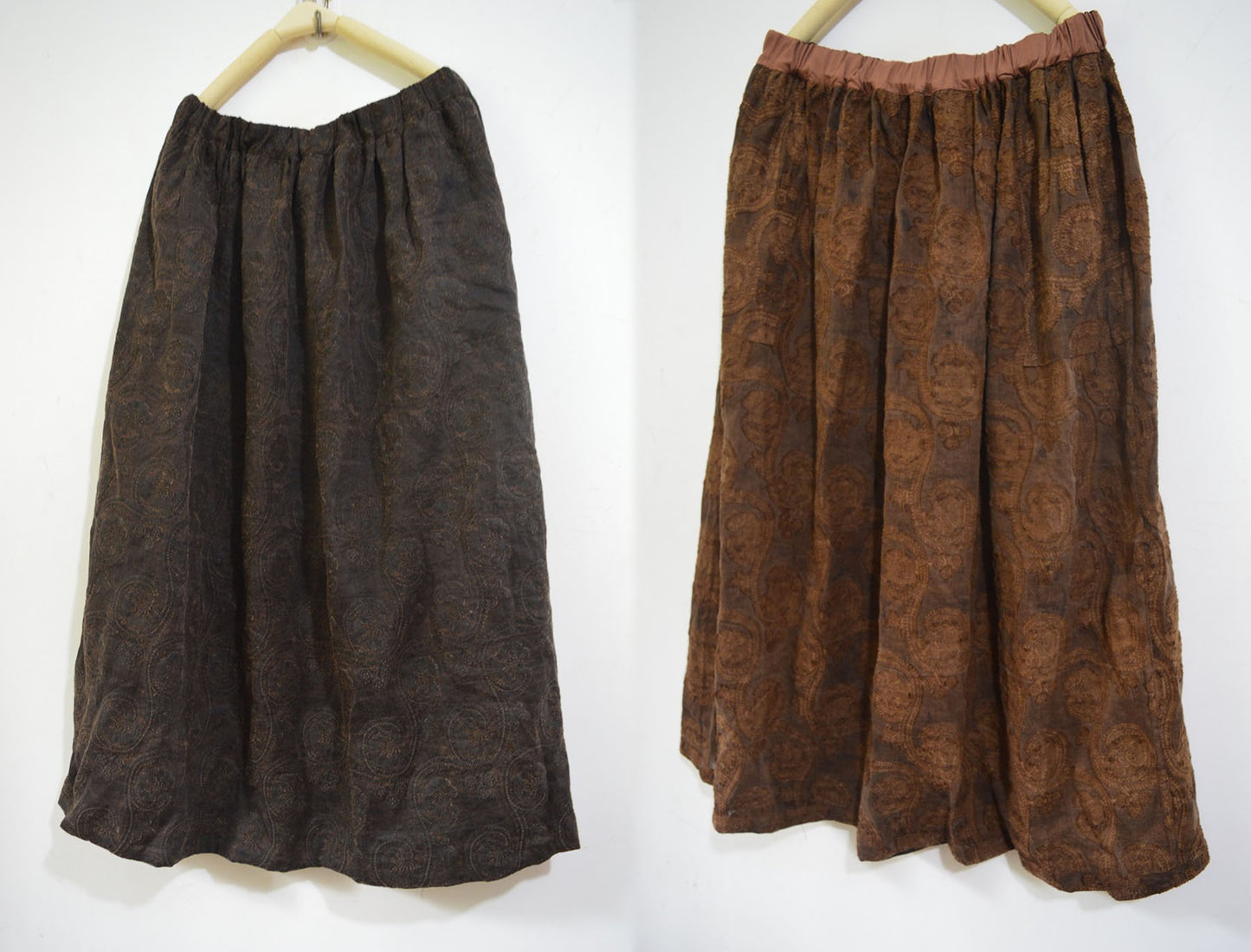 Reversible Mud Silk Linen Blend Jacquard Skirt sk0064 A620