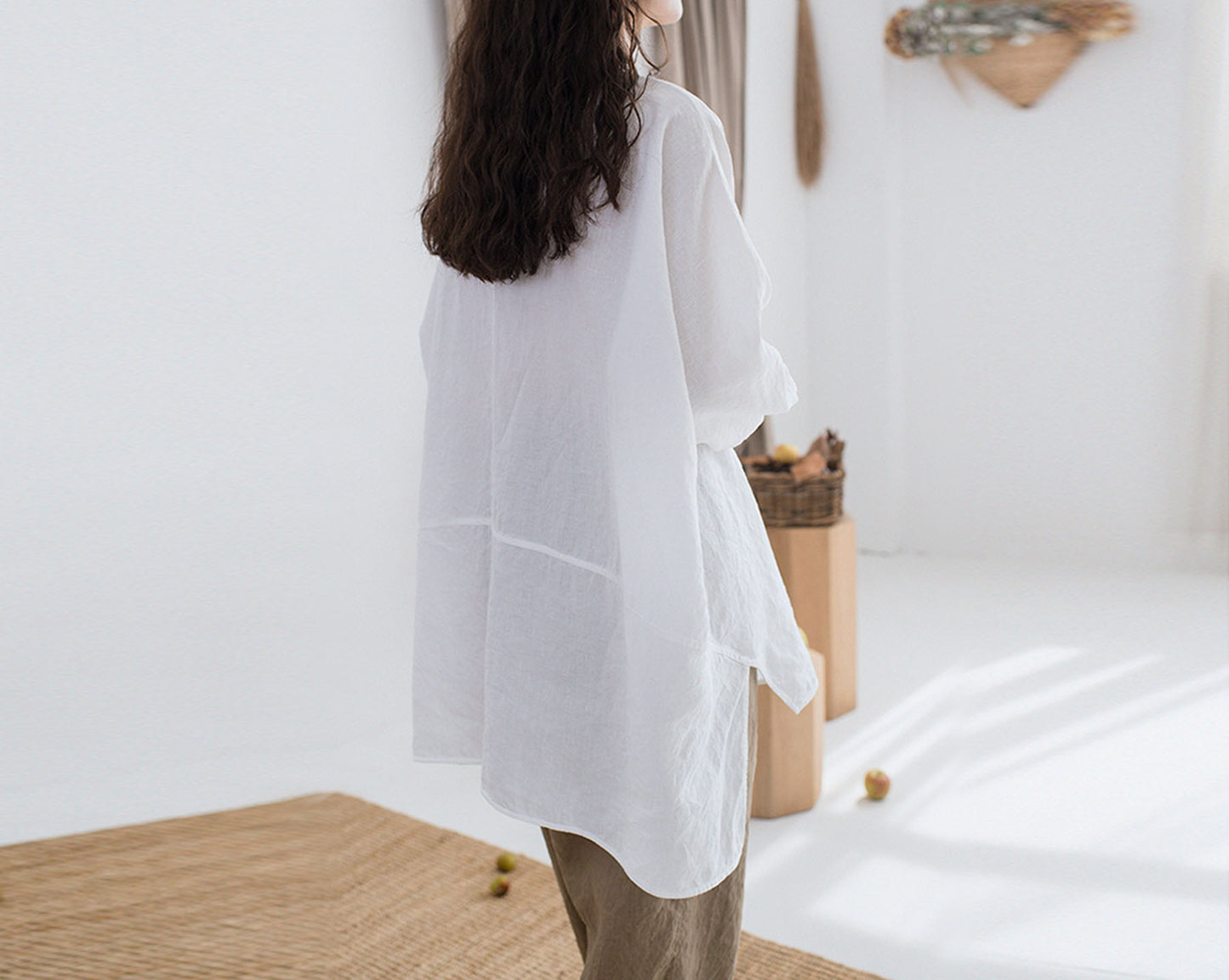 edoa High Count Washed Linen Artist Shirt