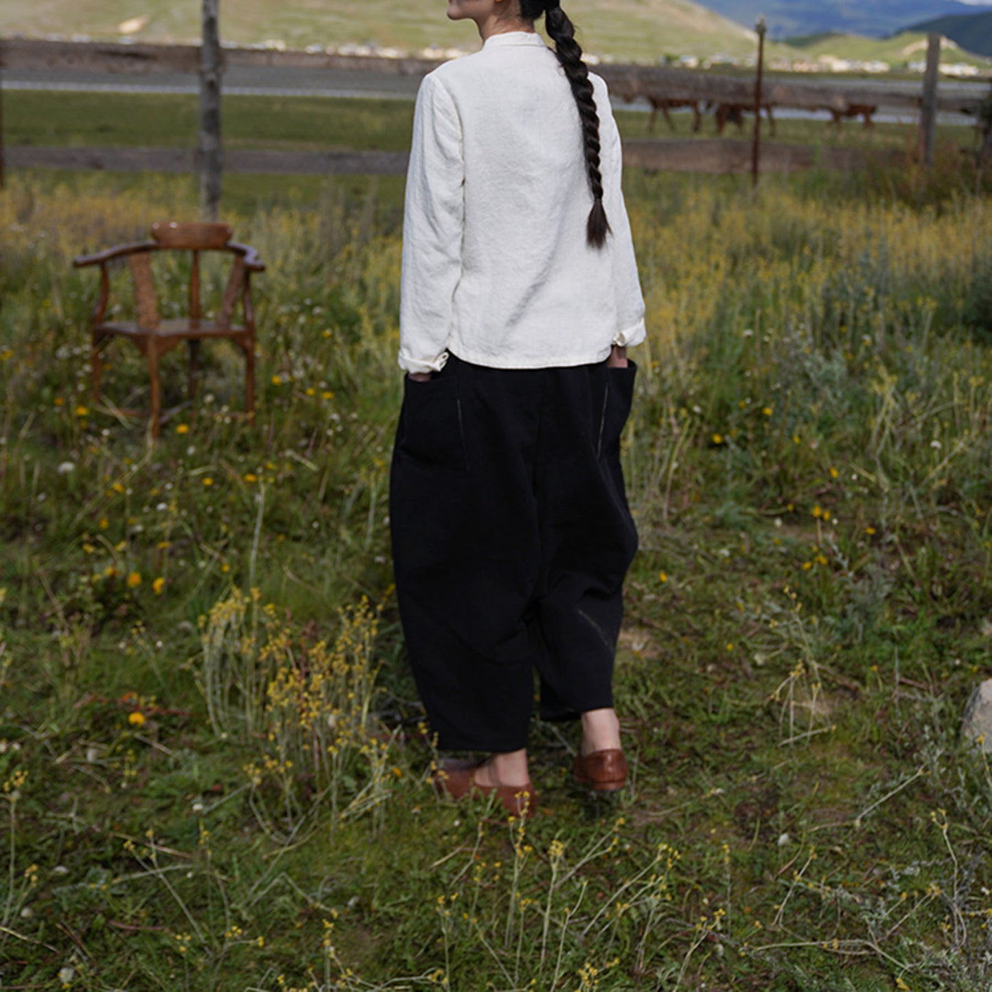 edoa Stone Washed Linen Cheongsam