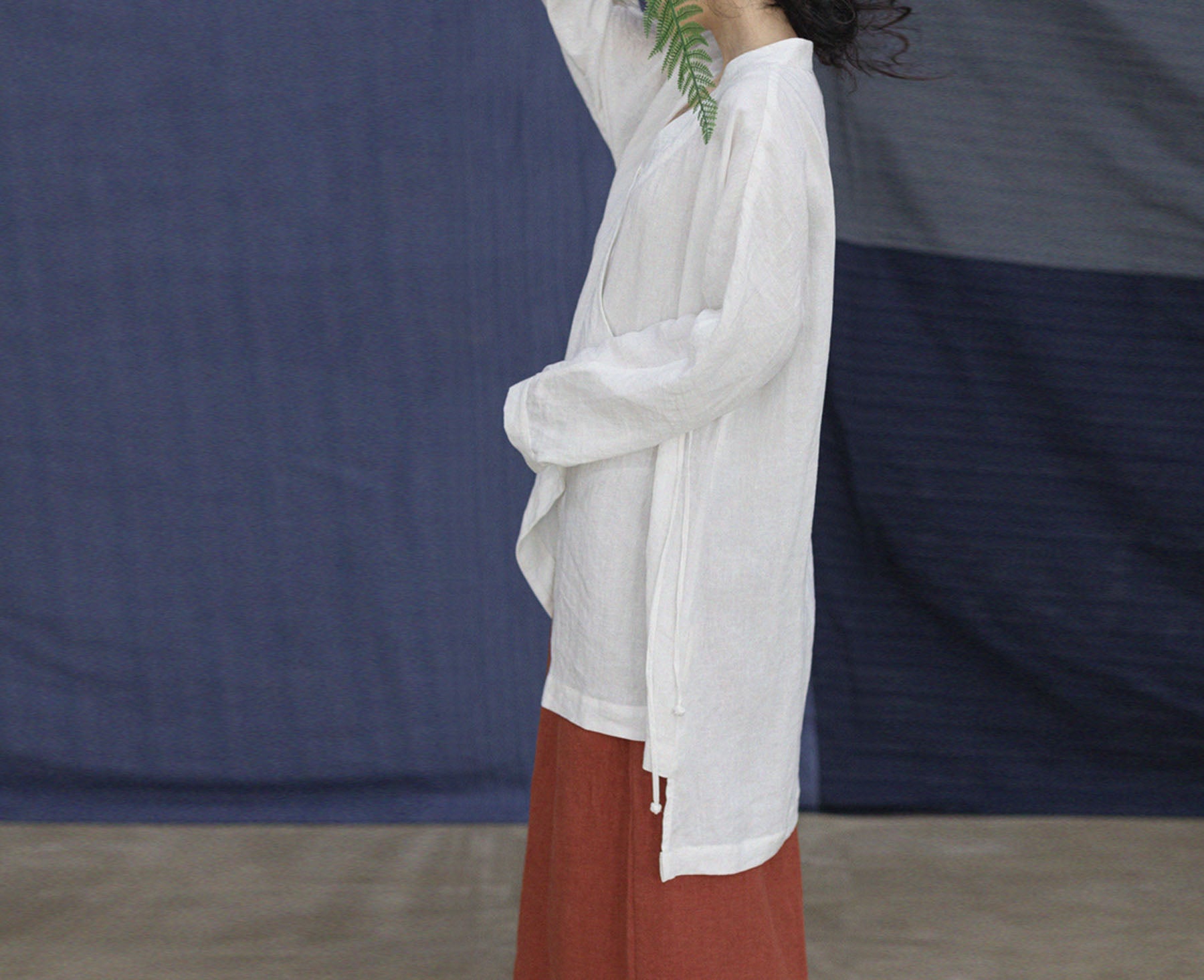 edoa Chinese Style Linen Top