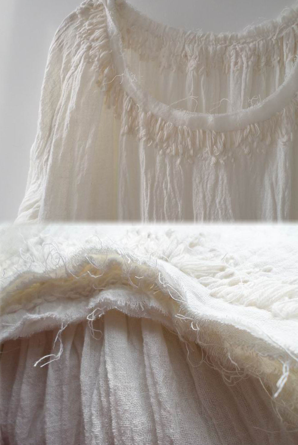 edoa Hand Embroidered Double layers Raw Edged Dress