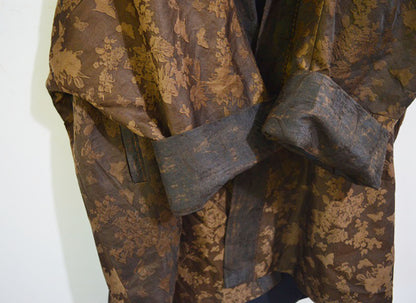 Plant Dyed Silk Wool Blend Jacquard  Coat co0164 A959