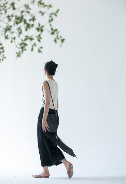 edoa Thin Silk Cotton Blend Pin tucked Apron Pants