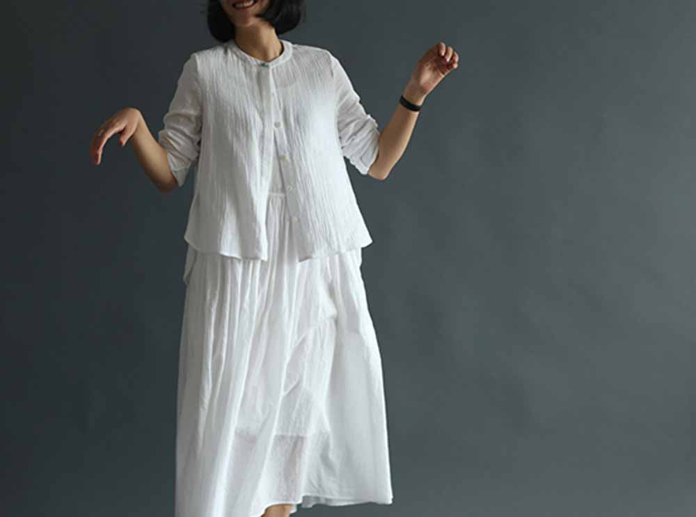 edoa Layered Cotton Buttoned Top