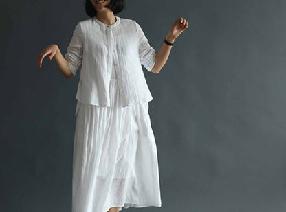 edoa Layered Cotton Buttoned Top