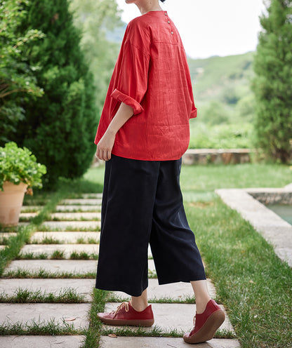 edoa Red Dupioni Silk Shirt 