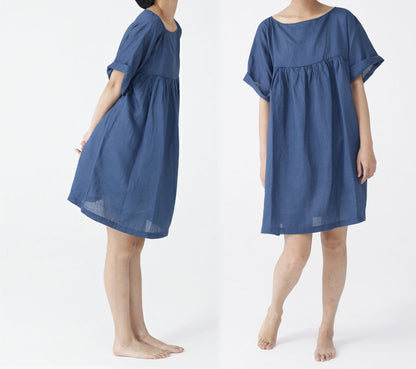 edoa Half Sleeves Gathering Dress