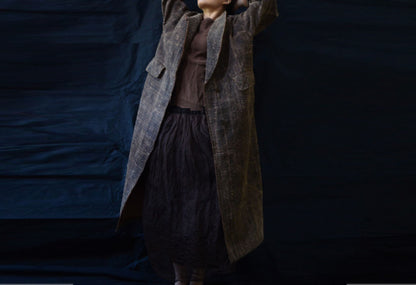 edoa Heavy Weight Distressed Mud Tussah Silk Coat