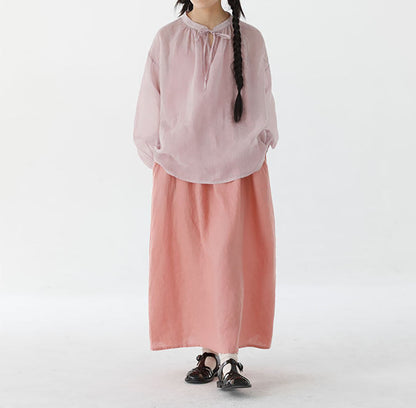 edoa High Counted Ramie Long Sleeves Blouse