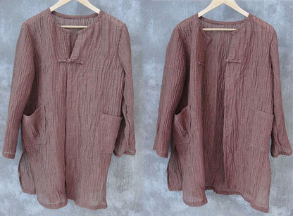 edoa Crinkled Ramie Summer Coat