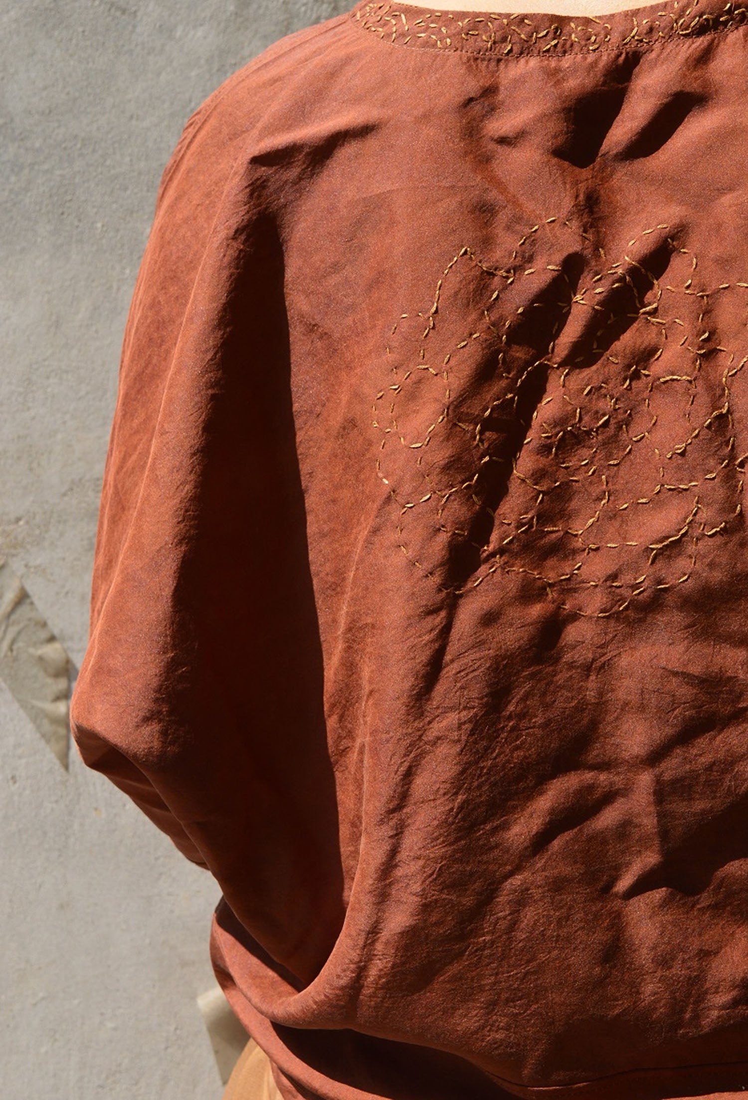 edoa Loose Fitting Reversible Mud Silk Top