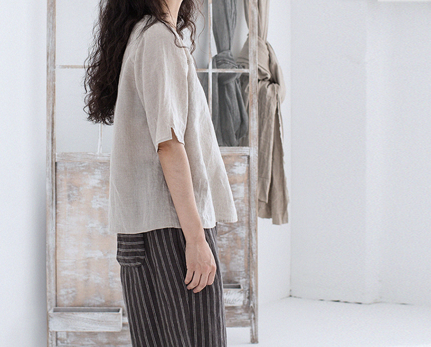 edoa Flax Linen Half Sleeve T-shirt