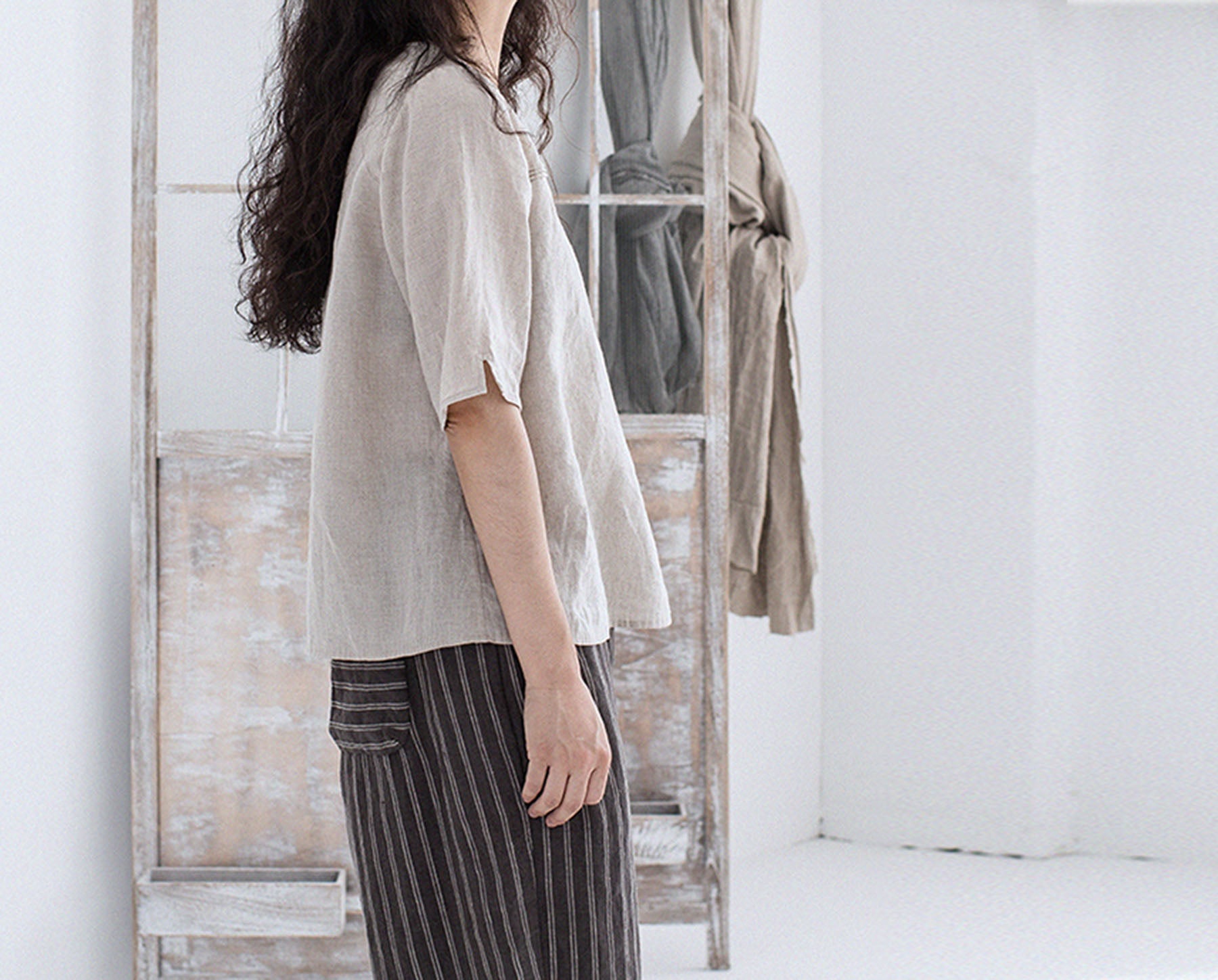 edoa Flax Linen Half Sleeve T-shirt