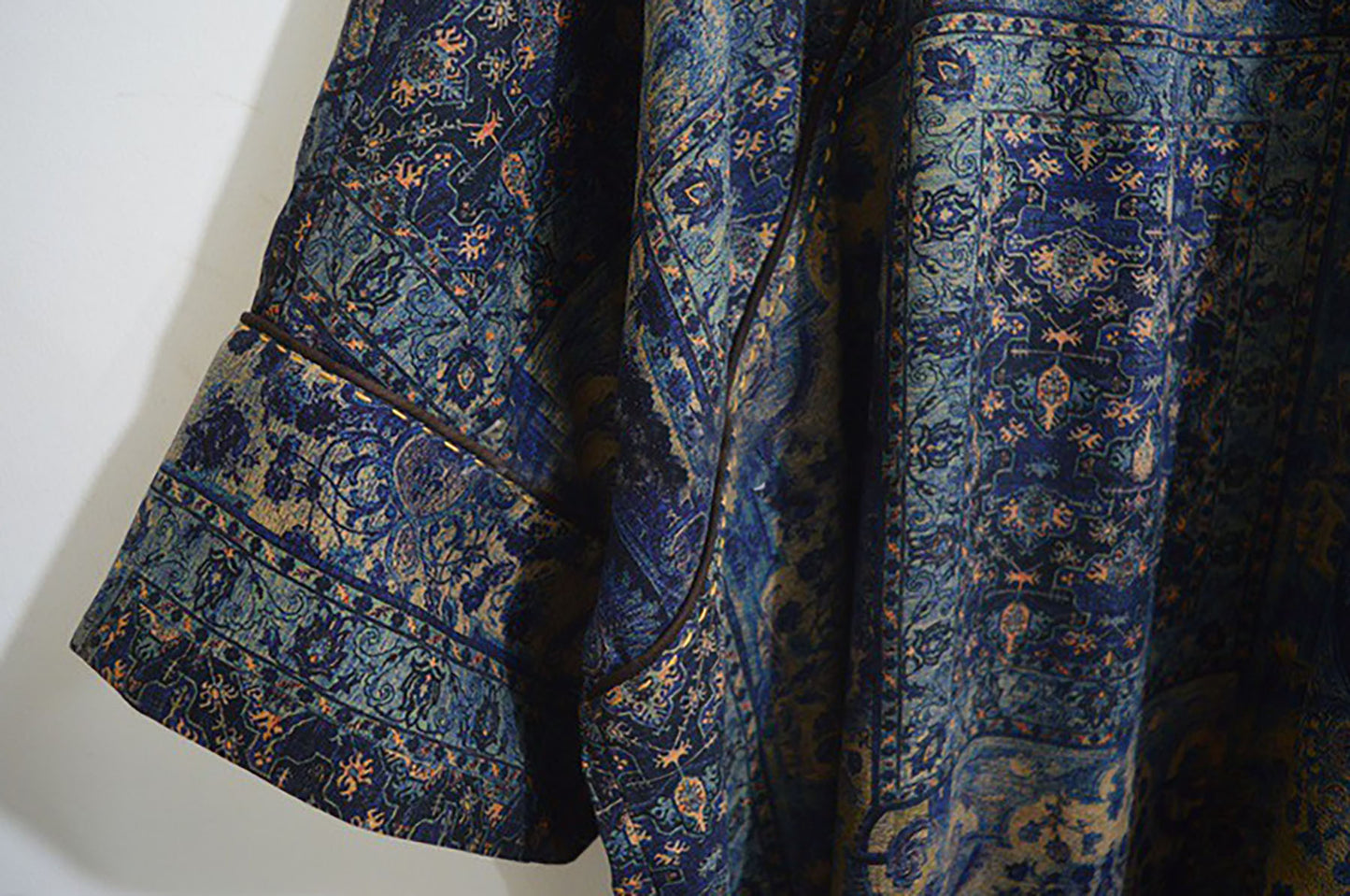 edoa Loose Fitting Printed Mud Silk V-neck Chinese Tunic