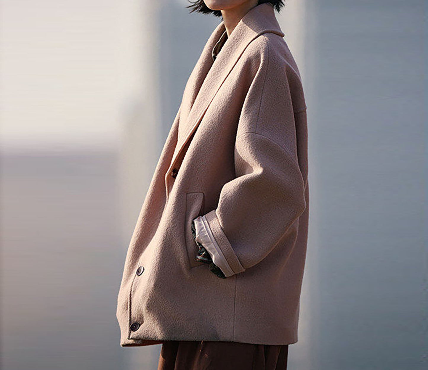 edoa Shawl Collar Slouch Coat 