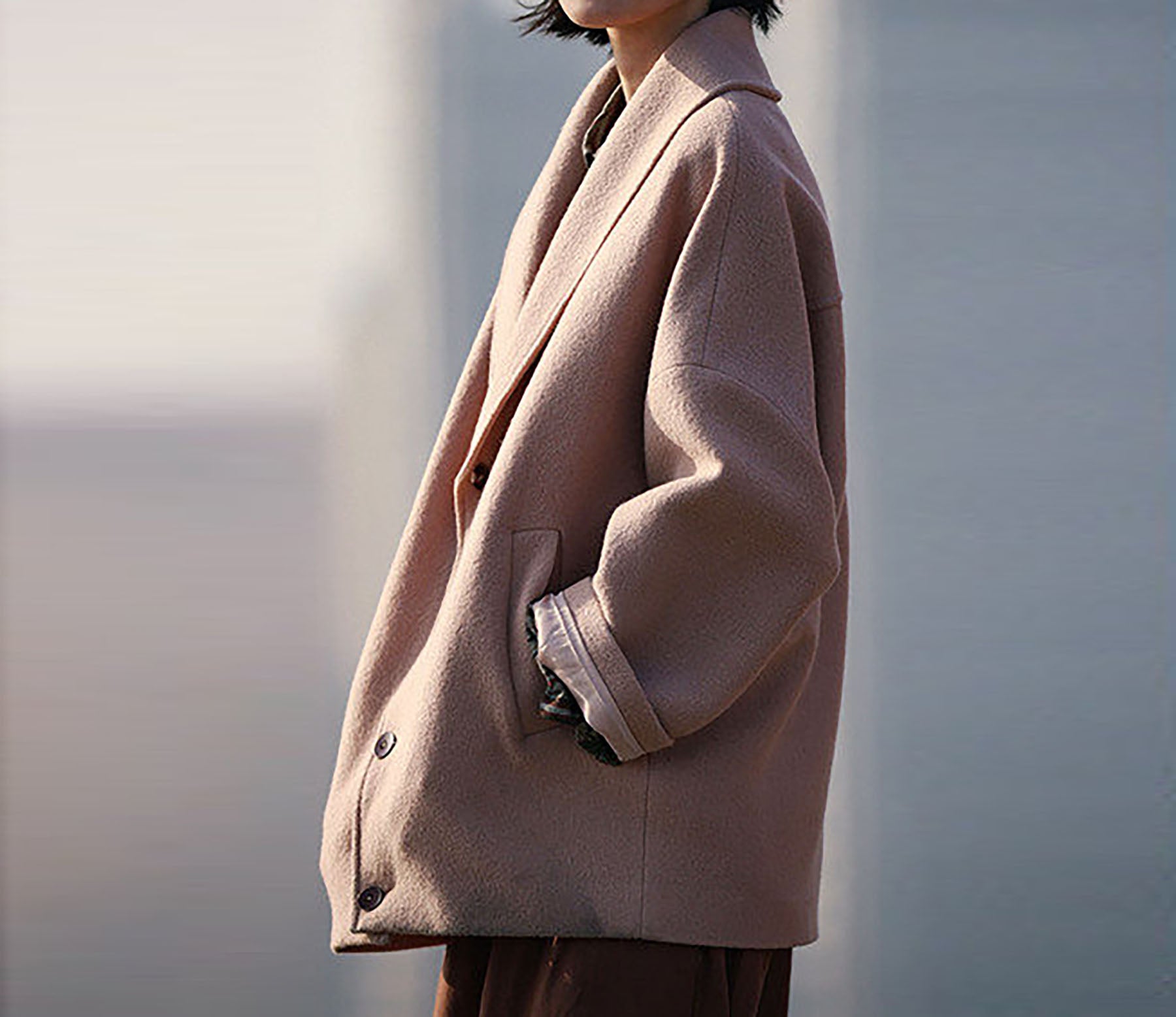 edoa Shawl Collar Slouch Coat 