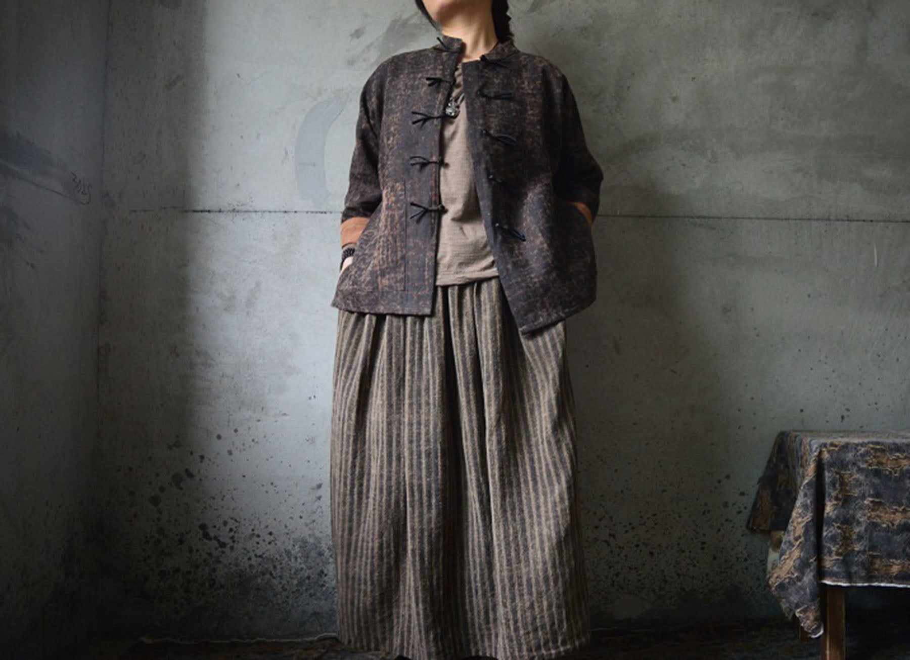 edoa Cracked Mud Silk Short Chinese Jacket
