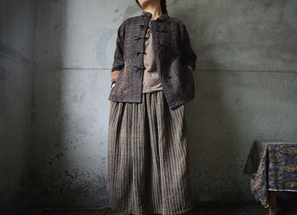 edoa Cracked Mud Silk Short Chinese Jacket