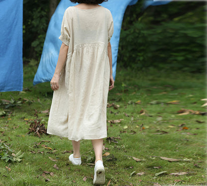 edoa French Linen Empire Style Dress 