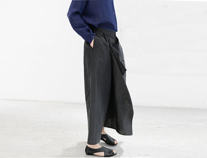 edoa Cracked Mud Silk Crop Apron Pants