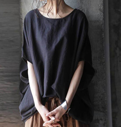edoa Oversized Minimalist Linen Blouse