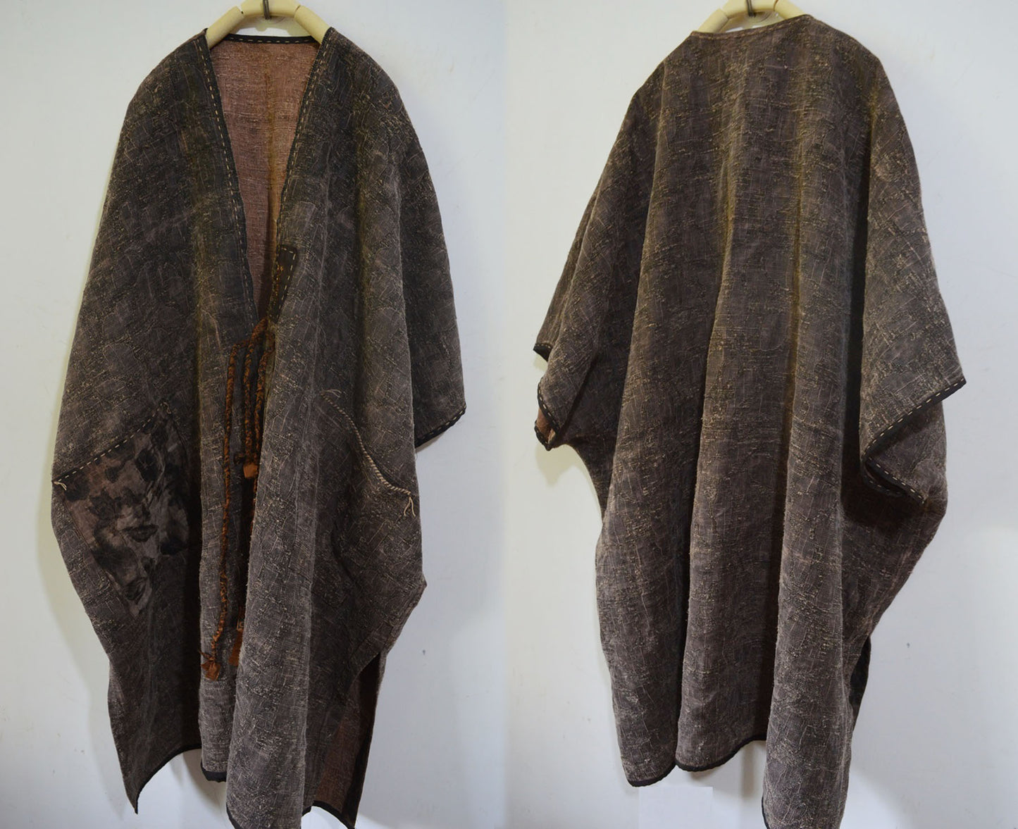 Reversible Mud Tussah Silk Jacquard Coat co0183 X011
