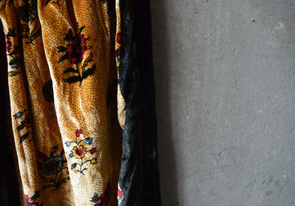 edoa Printed Silk Long Velvet Skirt 