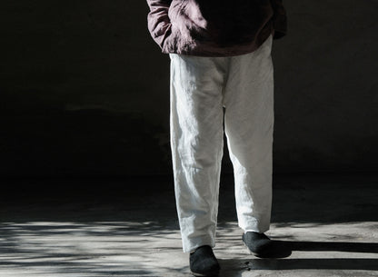 edoa White Hemp Padded Pants