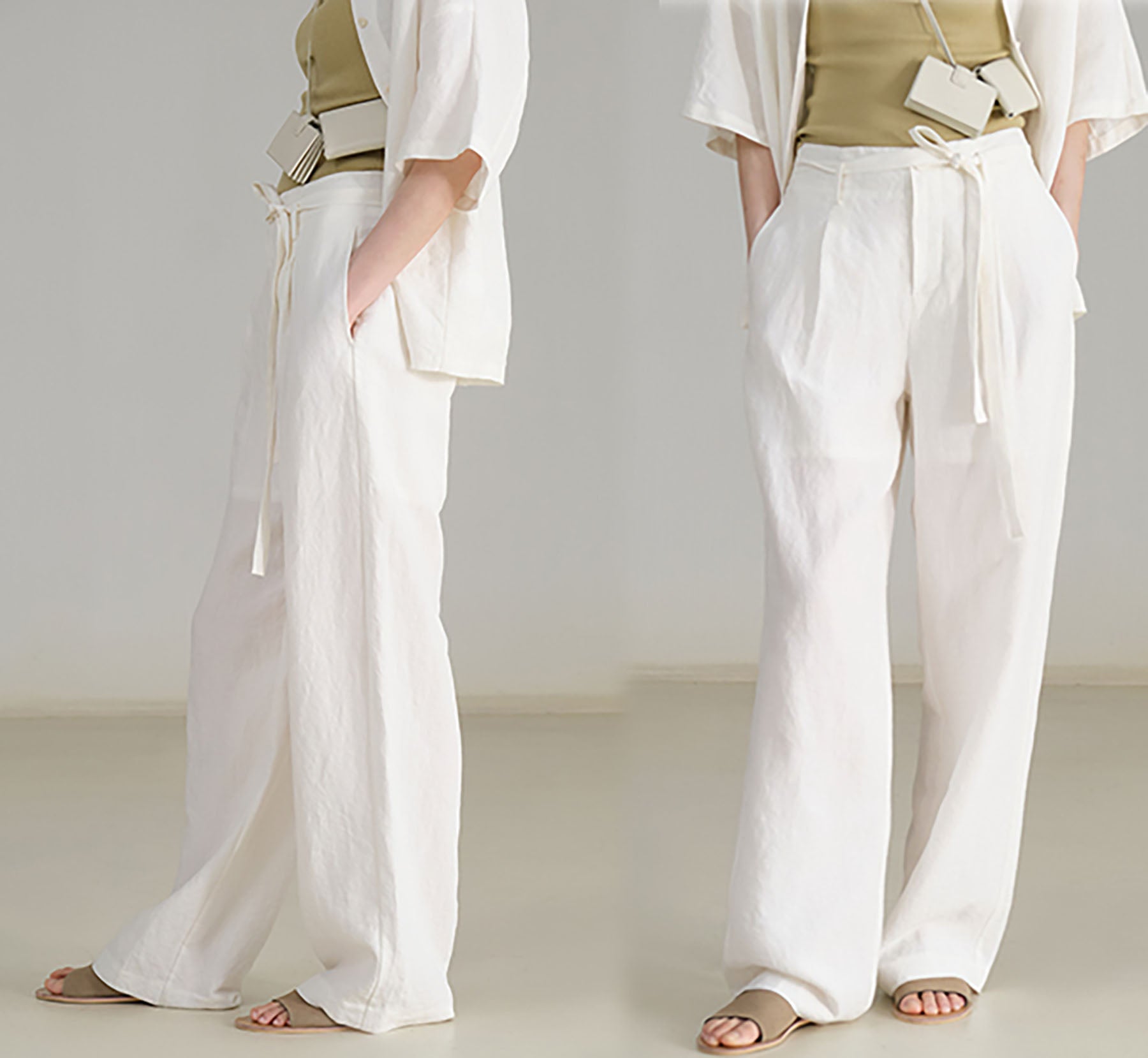 edoa Linen Wide Leg Pants