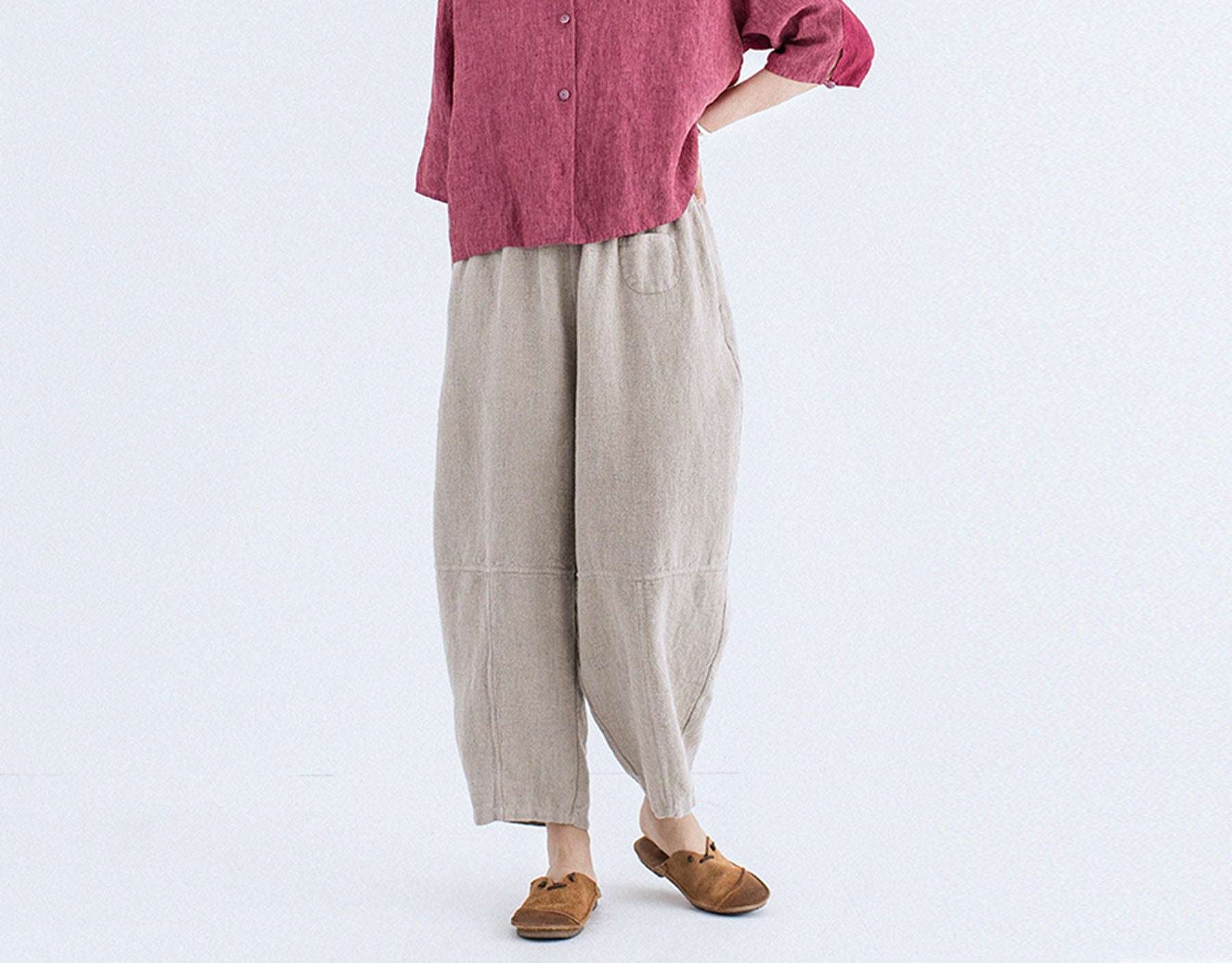 edoa Flax Linen Tapered Pants