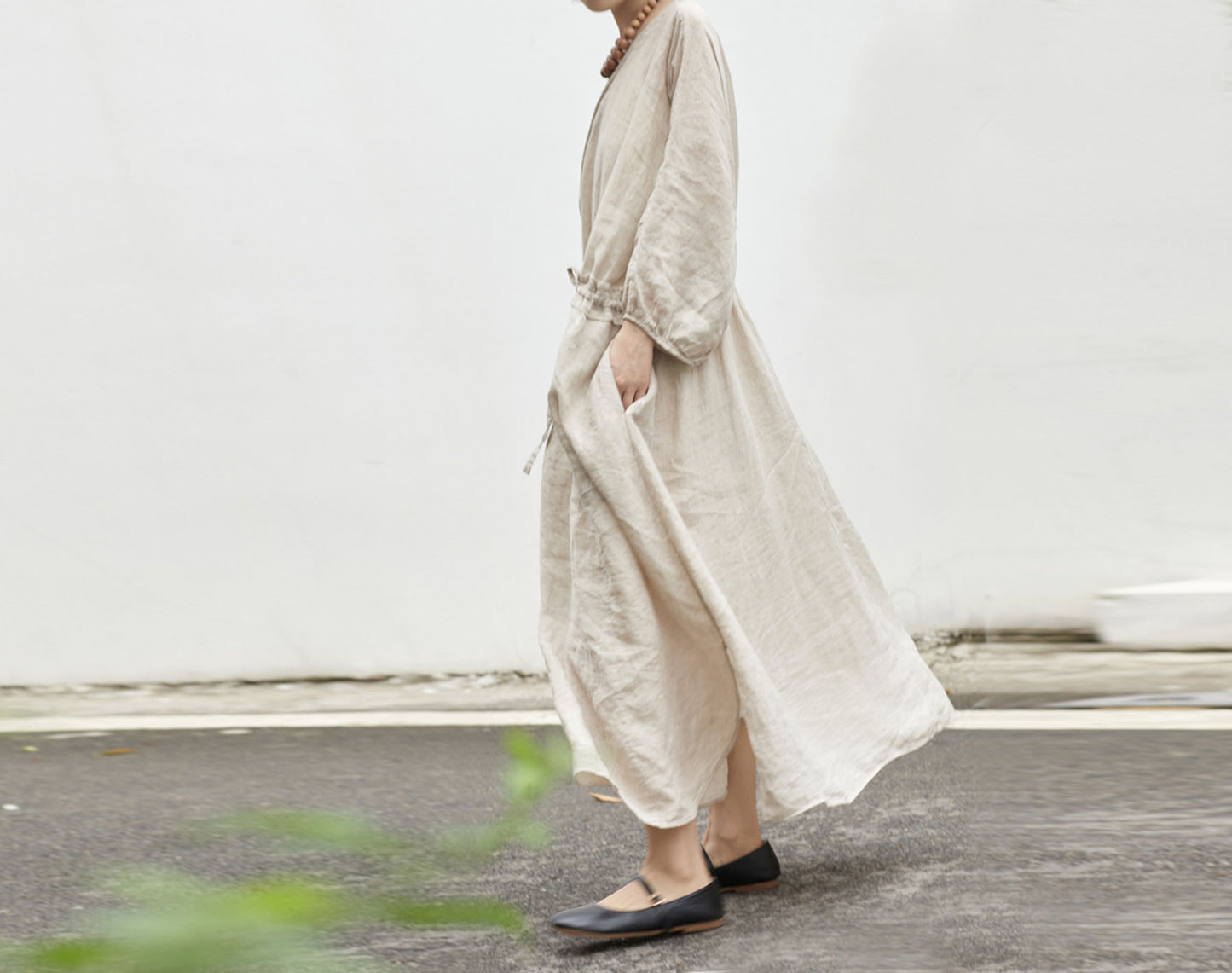 edoa Low Waist Flax Linen Dress
