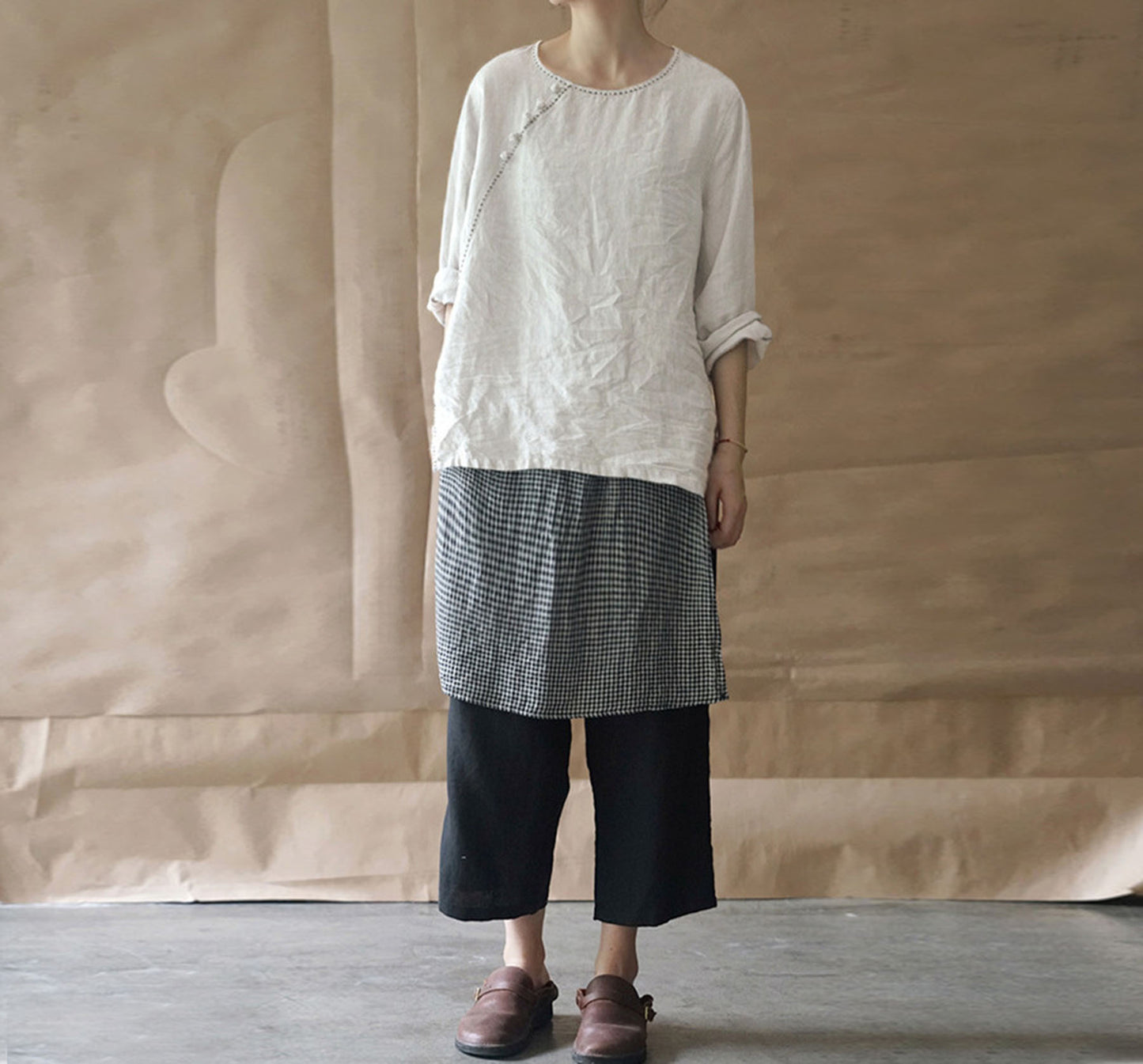 edoa White Linen Blouse