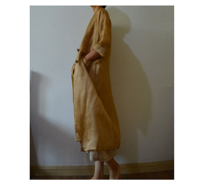 edoa Distressed Silk Organza Trench Dust Coat