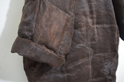 Mud Silk Linen Jacquard Goose Down Hanfu Coat co0185 X015