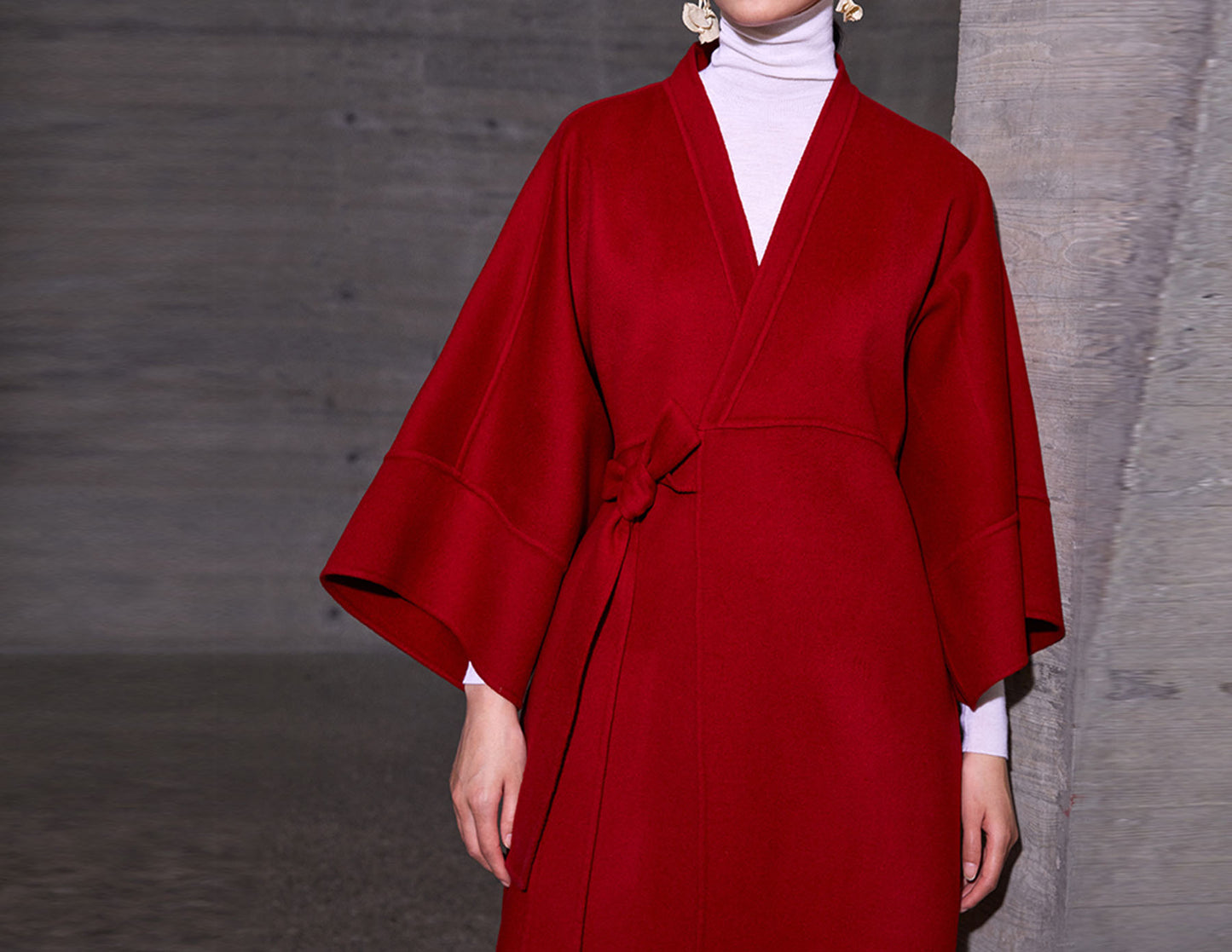 edoa Double Faced Wool Tie Coat 