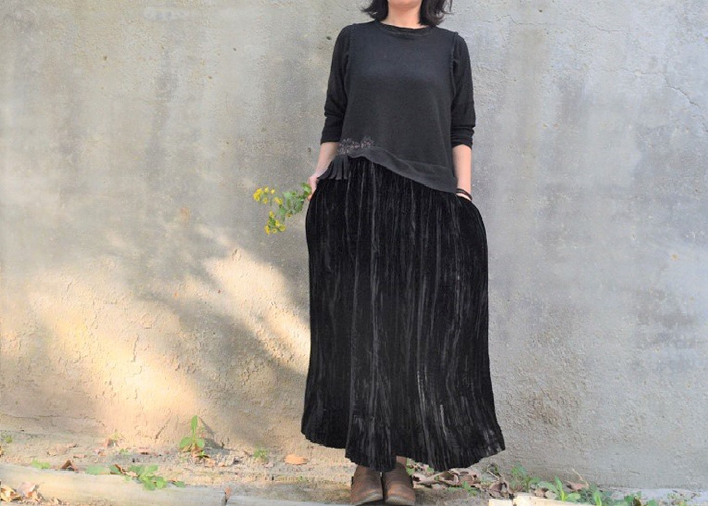 edoa Black Wool And Silk Tank Dress