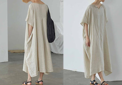 edoa Flax Linen Kaftan Dress