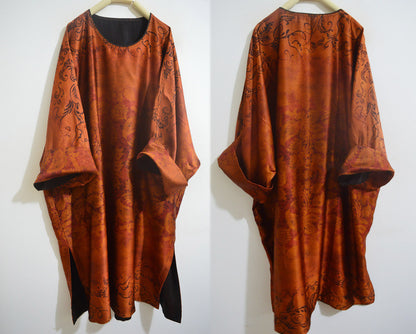 edoa Oversized Printed Mud Silk Charmeuse Kaftan Dress