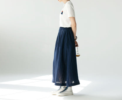 edoa PIntucked Linen A-line Skirt