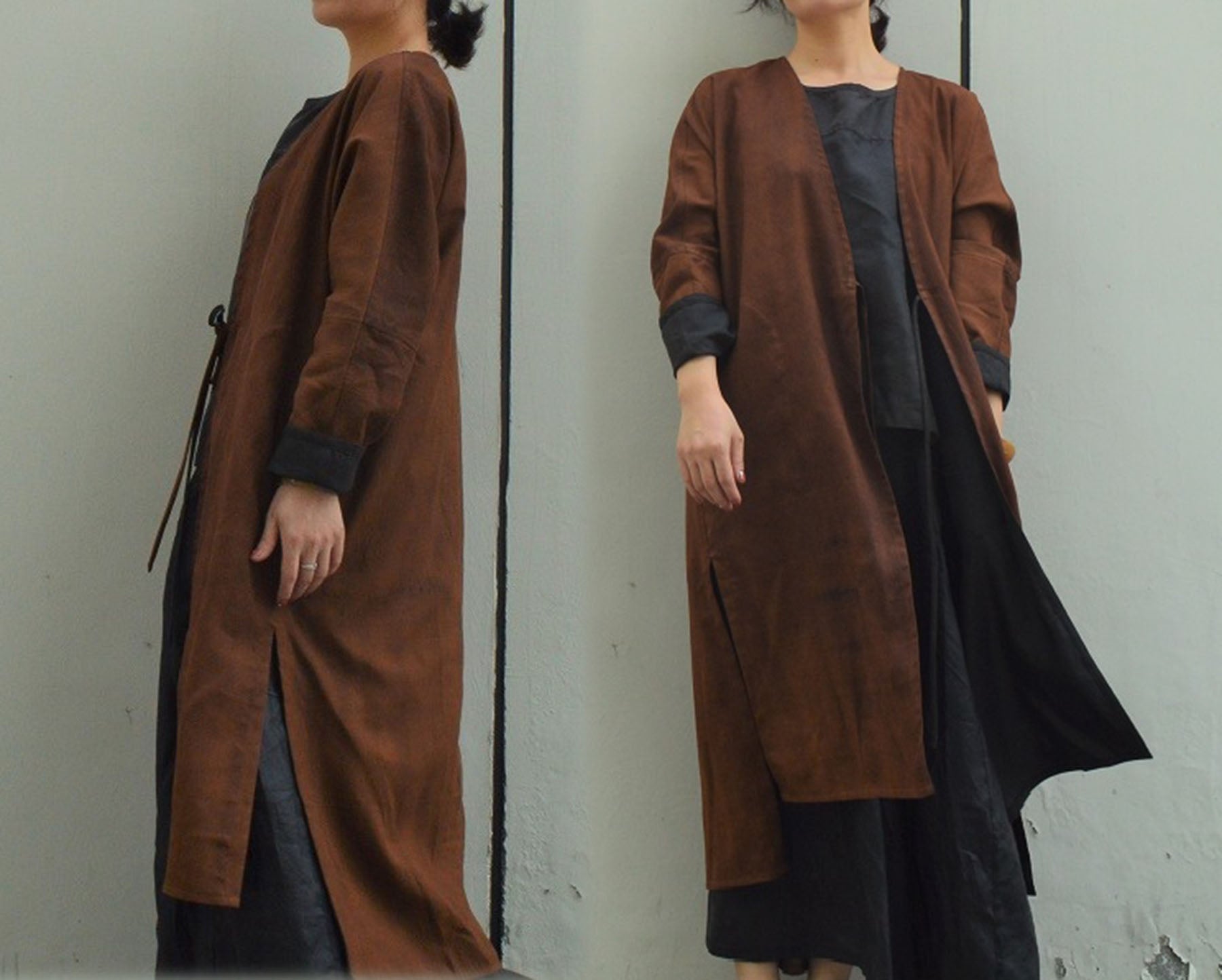 edoa Reversible Mud Silk Dust Coat