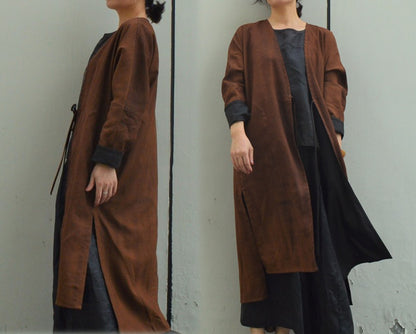 edoa Reversible Mud Silk Dust Coat