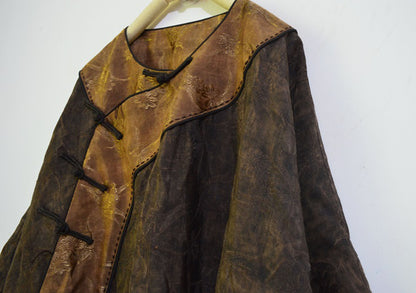 Oversized Mud Silk Linen Blend Jacquard Qipao dr0140 A872