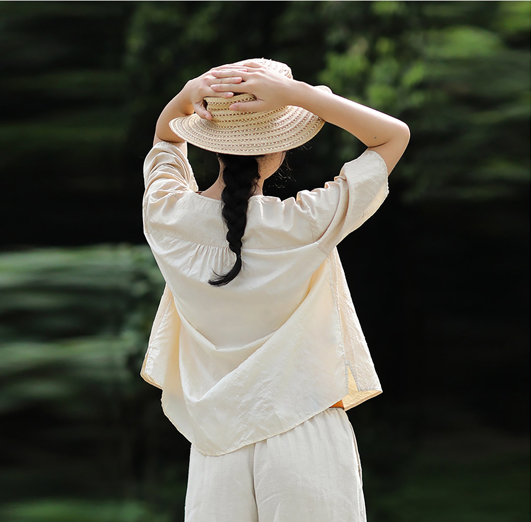 edoa Tussah Dupioni Silk V-neck Blouse
