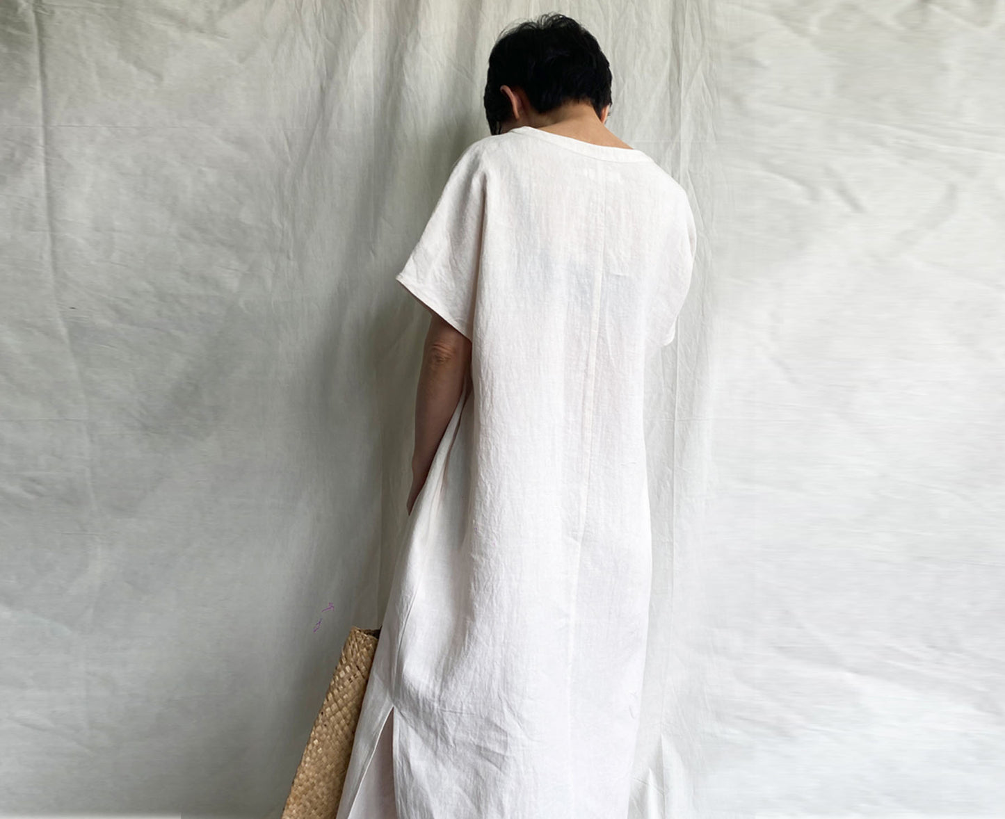 edoa Loose Linen Orient Tunic Dress